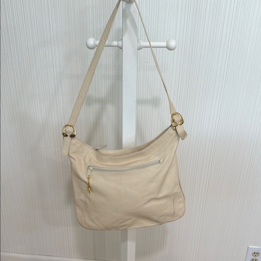 Vintage Brio! 80s/90s Cream Leather Shoulder Bag